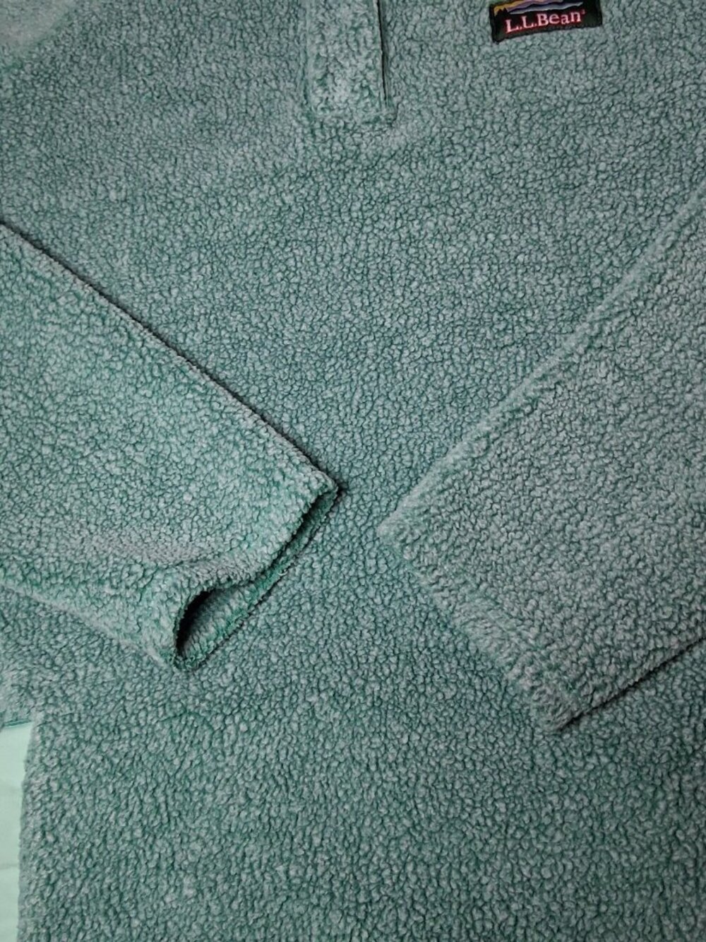 LL Bean Fleece Jacket Women S Green Tumbled Sherpa Gorpcore Outdoors Pullover Sn - Picture 10 of 12